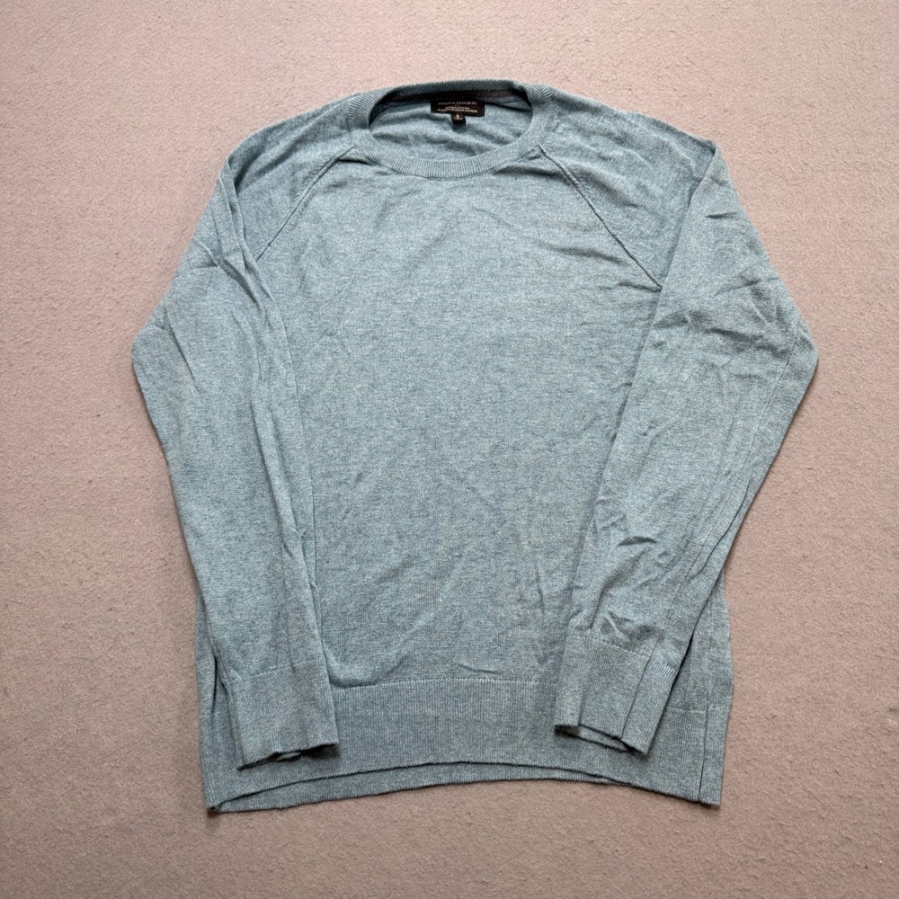Banana Republic Sweater Men's Small Light Blue Ribbed Knit Crewneck Pullover